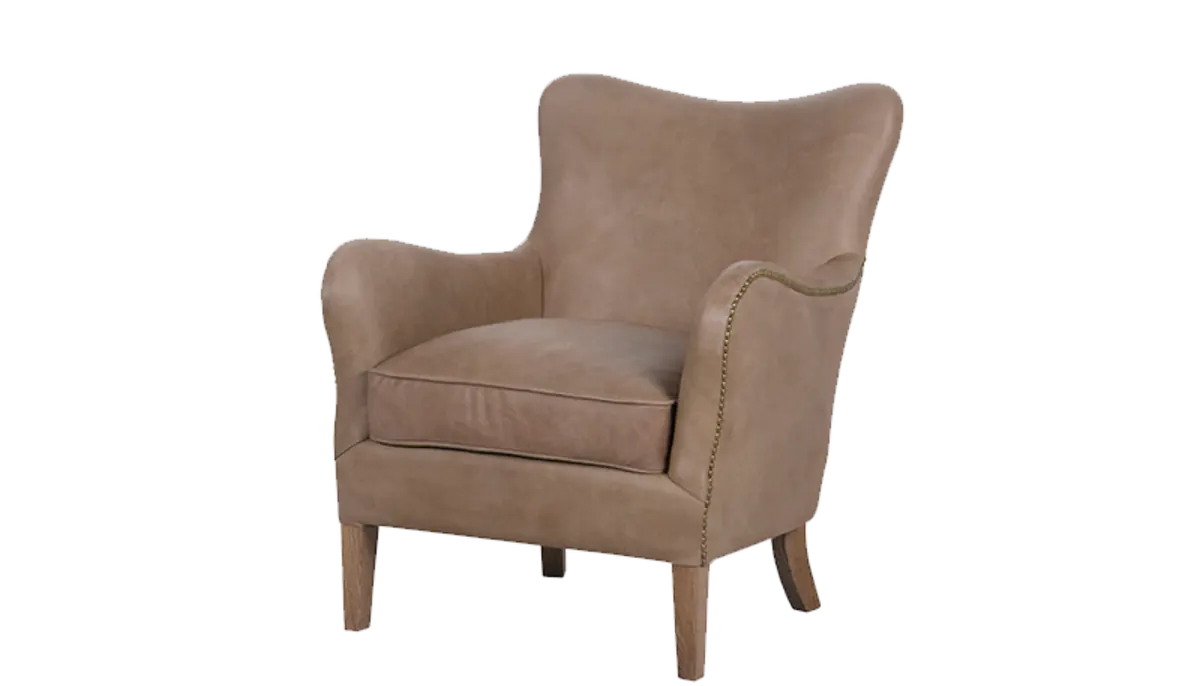 Leather wing armchair